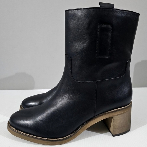 NEW Free People Tabby Ankle Boot Heeled Black Leather EU Size 41